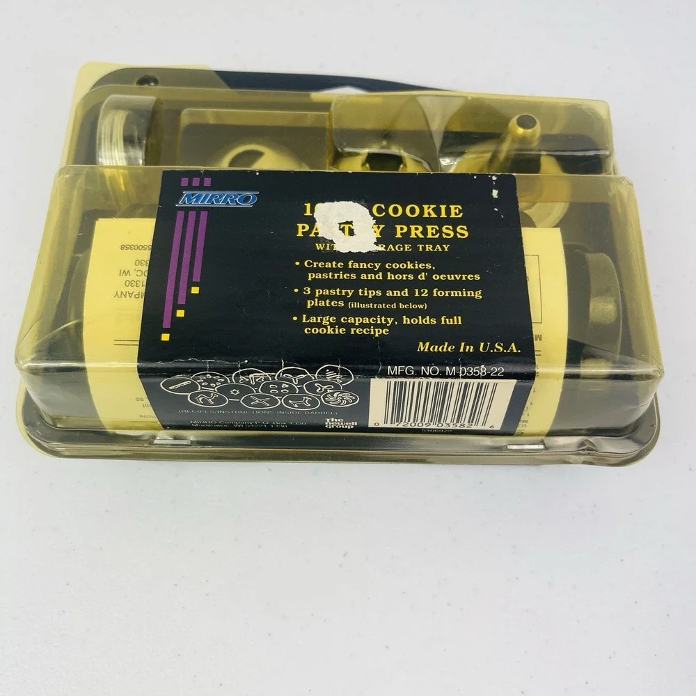 Vintage Mirror Cookie Pastry Press 12 Discs 3 Pastry Tips Original Package USA